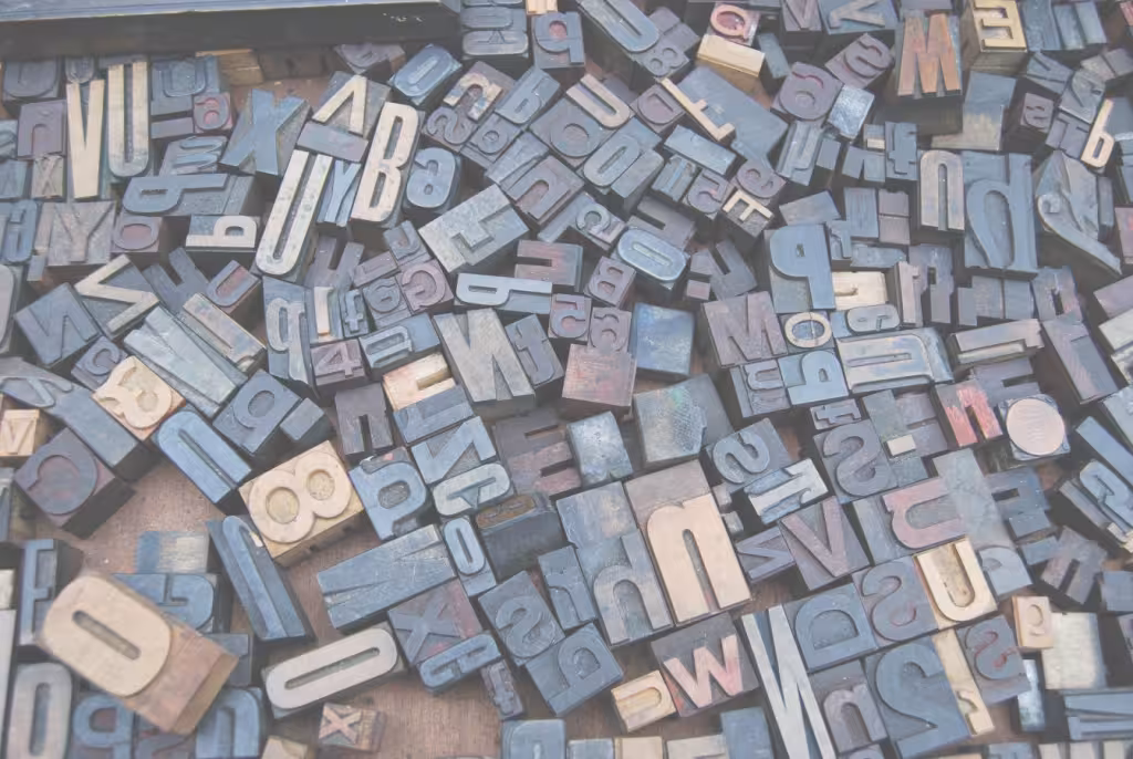 Copywrting services. Image shows traditional print letter blocks.