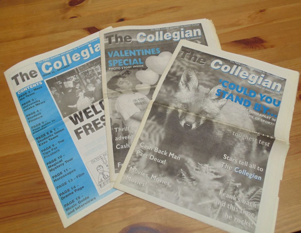 The Collegian Newspaper: published by University College Chester, now University of Chester