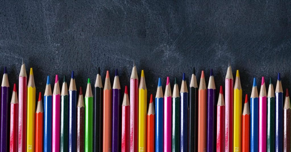 pexelsphoto28369552836955 | Cannon PR Vibrant colored pencils arranged on a chalkboard background for art projects